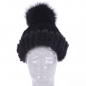 Mobile Preview: Pompom Hat – Knit Mink Fur Cap, black