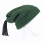 Mobile Preview: Beanies with leather tassels & Swarovski crystals, bottle green