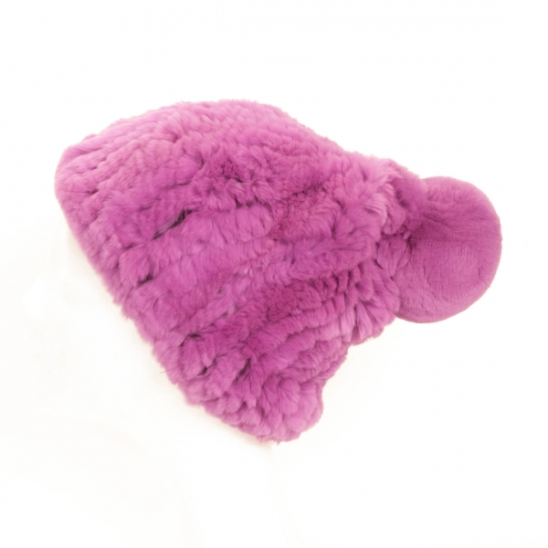 Beanie made of Rex Rabbit Fur, radiant-orchid