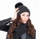 Bobble Hat Made of Cashmere, Grey
